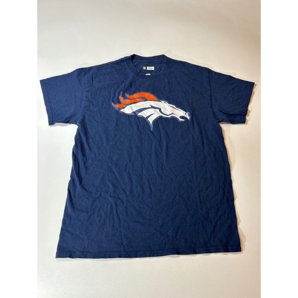 NFL Team Apparel T-Shirt Men's Medium Navy Blue Denver Broncos Graphic Tee